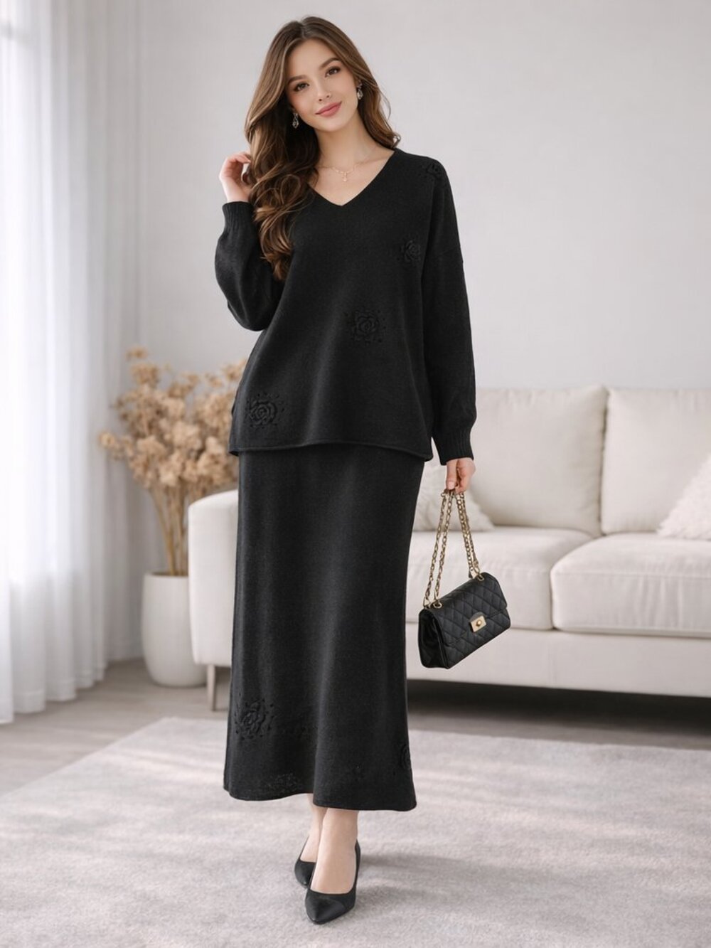 🖤 NWT Black Knit Set | Elegant & Textured 🖤